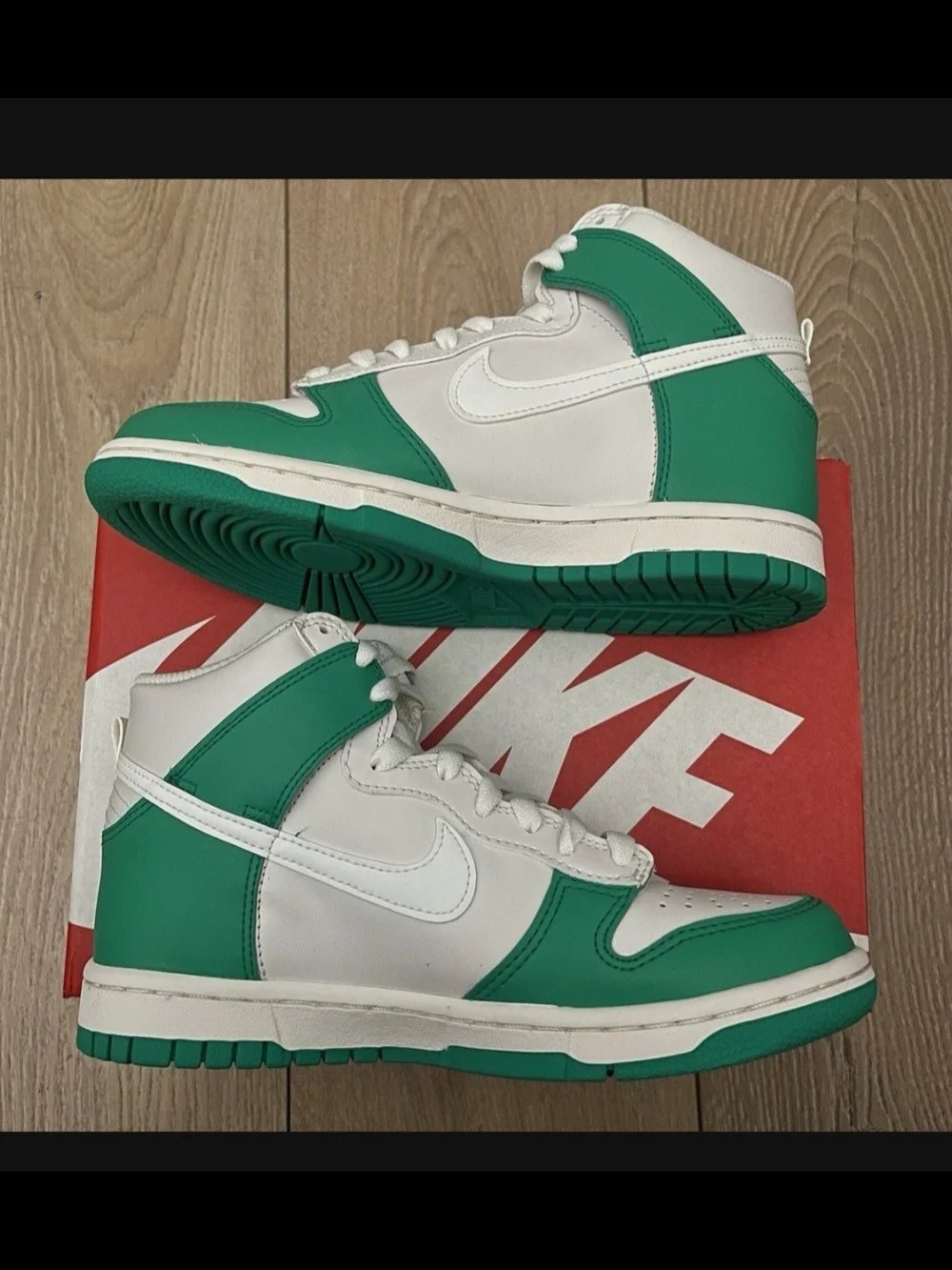 Nike Kids High-Top Sneakers - White & Green